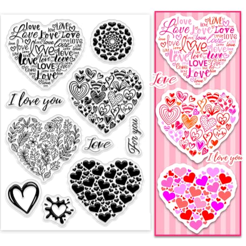 PH PandaHall Love Heart Clear Stamp für Scrapbooking, Graffiti-Silikon-Stempel Sweet Love Transparenter Gummistempel für Grußkarte, Journal, Geschenkanhänger, Paper Crafting Fotoalben Valentine von PH PandaHall