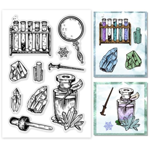 PH PandaHall Magic Klarsichtstempel Für Die Kartengestaltung Zauberspiegel Stempel Flaschen Transparenter Bastelstempel Kristall Siegelstempel Für DIY Scrapbooking Stempel Papier Fotobasteln von PH PandaHall