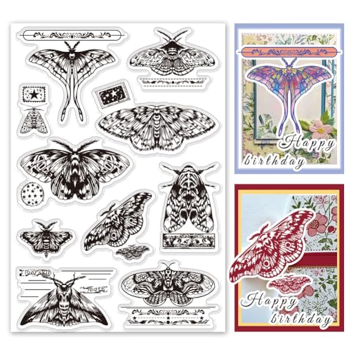 PH PandaHall Moth Transparente Stempel Zur Kartengestaltung Mottenetikett Transparente Gummistempel Papierbastelstempel Siegelstempel Für Bastelarbeiten Scrapbooking Album Tagebuch Notizbuch von PH PandaHall