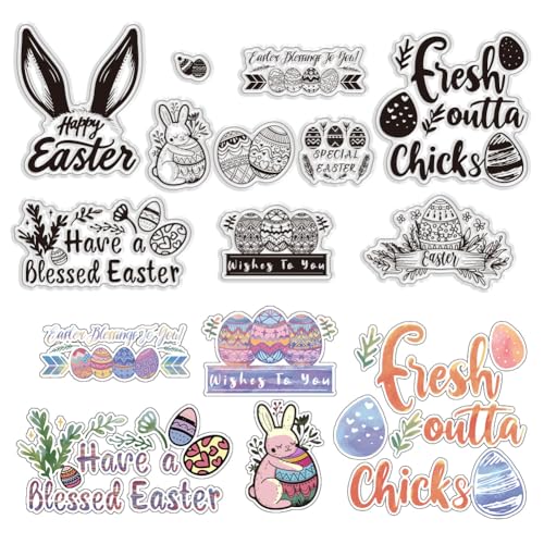 PH PandaHall Ostern Transparentstempel Osterhase Transparenter Stempel Osterei Klare Stempel Hase Bastelstempel Für Kartengestaltung DIY Scrapbooking Stempel von PH PandaHall