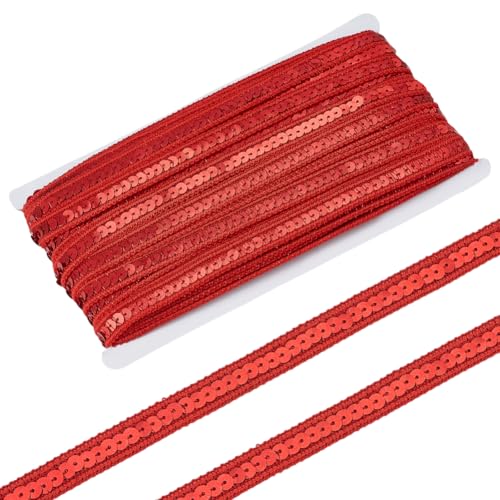 PH PandaHall Paillettenbandbesatz 32.9m Rot 13mm Pailletten Zopfbesatz Flaches Glitzerband Pailletten Spitzenbesatz Zum Nähen Basteln Kostüm Heimdekoration von PH PandaHall