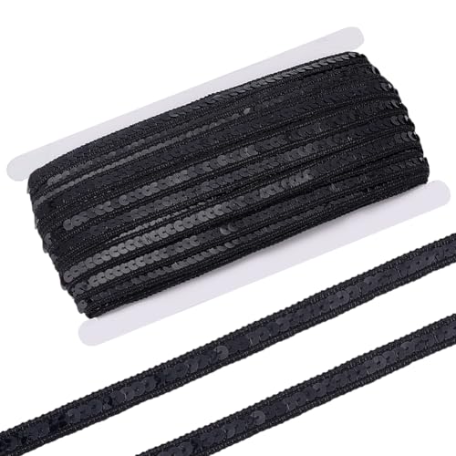 PH PandaHall Paillettenbandbesatz 32.9m Schwarz 13mm Pailletten Zopfbesatz Flaches Glitzerband Pailletten Spitzenbesatz Zum Nähen Basteln Kostüm Heimdekoration von PH PandaHall