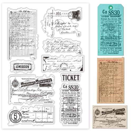 PH PandaHall Retro Ticket Transparentstempel Zur Kartengestaltung Ticket Texture Klar Silikon Stempel Gummi Stempel Für DIY Scrapbooking Album Journal Handwerk von PH PandaHall