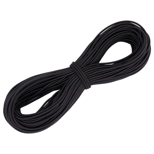 PH PandaHall Rund 3mm Elastische Kordel 30 Yards Bungee Shock Cord Elastische Schnur Weiches Schwarzes Elastisches Seilband Runde Schnur Polyesterschnüre Zum Nähen Basteln Camping Zurrgurte von PH PandaHall