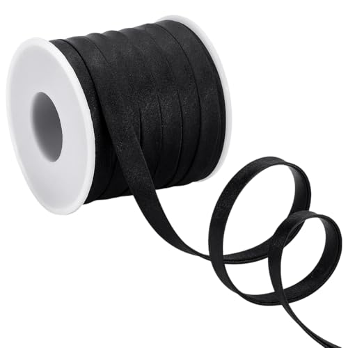 PH PandaHall Satinbindeband Doppelfalzbindeband 8,5 mm schwarzes Bindeband Faltbänder Sewing Same Bias Tape für Kleidung Nähen Säumen Säumen Quilten Paspelieren DIY Craft 20m von PH PandaHall