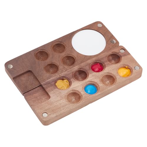 PH PandaHall Skizzenbuch Palette aus Holz Tragbare Aquarellpalette Skizzenbuch Palette 12 Raster Mini-Reise-Farbbehälter Box Winzige Aquarellmalerei Maler Künstler Zeichnung Geschenk von PH PandaHall