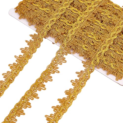 PH PandaHall Spitzenbesatz 14.2 Yard Goldfarben Metallisch 0.9 Zoll Polyester Spitzenband Geflochtene Spitzenbesatz Filigranes Spitzenband Spitzenbesatz Für Hochzeitskostüm Dekor von PH PandaHall