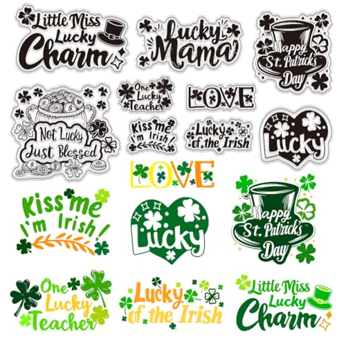 PH PandaHall St. Transparente Stempel Zum Patrick'S Day Transparenter Stempel Mit Kleeblatt Motiv Dekorative Klare Stempel Mit Segenswort Für Die Kartengestaltung Scrapbooking Stempelalbum von PH PandaHall