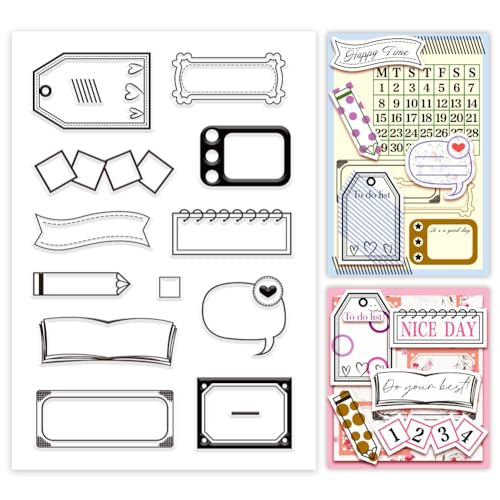 PH PandaHall Tagebuch Tags Transparente Stempel Silikonstempel „Handbuchrahmen“ Für DIY Fotoalben Weihnachtskarten Scrapbooking Geschenkanhänger Und Andere Bastelprojekte 6.3x4.3cm von PH PandaHall