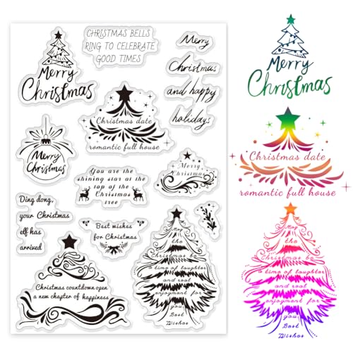 PH PandaHall Transparente Stempel "Frohe Weihnachten" Zur Kartengestaltung Transparenter Silikonstempel Mit Weihnachtssegen Wörtern Stempel Für Scrapbooking Album Journal Dekor von PH PandaHall