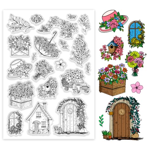 PH PandaHall Transparente Stempel Mit Blumenmotiv Für Scrapbooking Blumen Aller Jahreszeiten Silikonstempel Gummistempel Für Die Kartengestaltung Stempelalbum Basteln Tagebuch von PH PandaHall