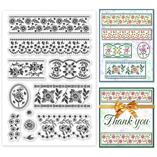 PH PandaHall Transparente Stempel Mit Blumenmotiv Stickerei Stil Transparente Stempel Silikon Klare Stempel Transparente Gummistempel Für Kartenherstellung Dekor DIY Scrapbooking Fotoalbum von PH PandaHall