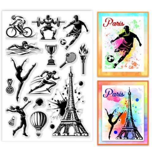 PH PandaHall Trophy Clear Stamps, Sport Gummistempel Turm-Silikonstempel Trophäen-Stempel für Kartenherstellung Fotoalbum Dekoration und DIY Scrapbooking, 21x14.8cm von PH PandaHall