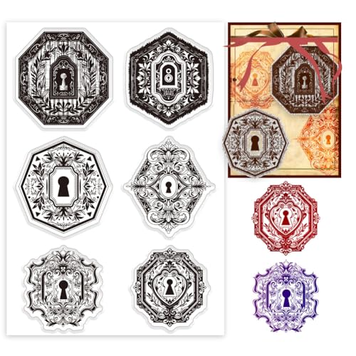 PH PandaHall Vintage Lock Key Clear Stamps Retro Türschloss-Stempel Transparente Silikon-Siegel-Stempel für Journaling Karte machen handgemachte Fotoalbum Dekoration Scrapbooking 16x11cm von PH PandaHall