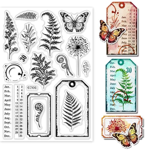 PH PandaHall Vintage Plant Clear Stamps Etiketten Gummistempel Silikon Stempel Für Journaling Kartenherstellung DIY Scrapbooking Handgefertigtes Fotoalbum Notizbuch Dekoration von PH PandaHall