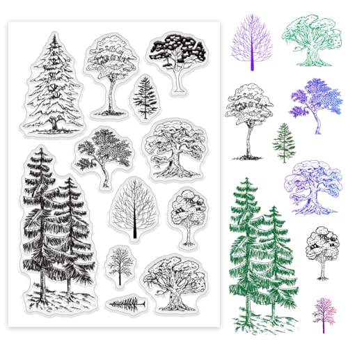 PH PandaHall Waldbaum Stempel Für Die Kartengestaltung Grove Pine Trees Bastelstempel Transparenter Silikonstempel Für DIY Scrapbooking Stempel Basteln von PH PandaHall