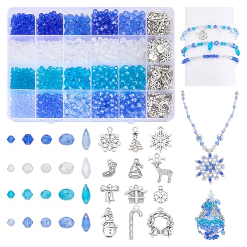 PH PandaHall Weihnachts-Glasperlen für die Schmuckherstellung, 4 Farben, blau, transparent, facettiert, Winterperlenanhänger mit Charms für Armband, Halskette, Schmuckherstellung, Basteln, 4 mm, 6 mm PH PandaHall Weihnachts-Glasperlen für die Schmuckherstellung, 4 Farben, blau, transparent, facettiert, Winterperlenanhänger mit Charms für Armband, Halskette, Schmuckherstellung, Basteln, 4 mm, 6 mm von PH PandaHall