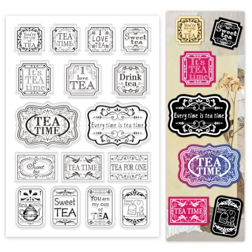 PH PandaHall Word Clear Stamps Teebeutel Etiketten Gummistempel Silikon Siegel Stempel Für Kartenherstellung Und Fotoalbum Dekoration Und DIY Scrapbooking von PH PandaHall