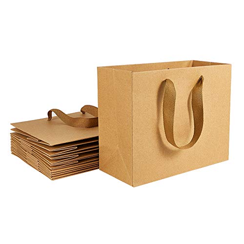 PandaHall 10 Pack Kraftpapier Einkaufstaschen, 7 x 8.6 x 4.3" Papiertüten Mit Griffen, Geschenk-Taschen, Partytaschen, Einzelhandel Griff Taschen, Warentaschen, Hochzeitsfeier Taschen von PH PandaHall