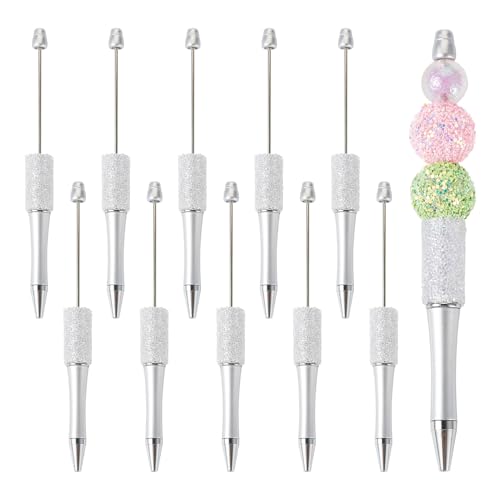 PandaHall 10 Stück Perlen Stifte Bulk Bling Strass Perlen Stifte Diamant Kristall Schaft Kugelschreiber für Stift Dekorationen Schule Büro Handwerk Lieferungen, Silber von PH PandaHall