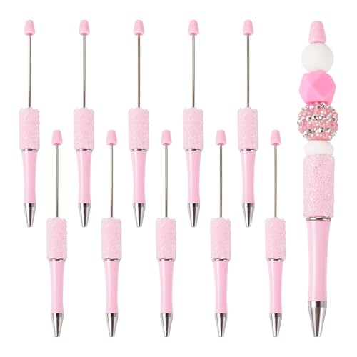 PandaHall 10 Stück Perlenstifte Bulk Bling Strass Perlenstifte Diamant Kristall Schaft Kugelschreiber für Stiftdekorationen Schule Büro Bastelbedarf, Rosa von PH PandaHall