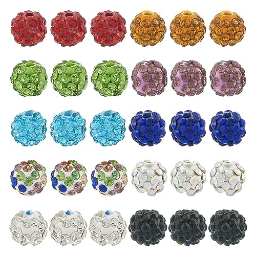 PandaHall Runde Perlen aus Polymer-Ton, Strass, Pavé-Fassung, Discokugel-Abstandshalter, lose Perlen, Großpackung für DIY-Handwerk, Armbänder, Schmuckherstellung, 8 mm, 100 Stück von PandaHall