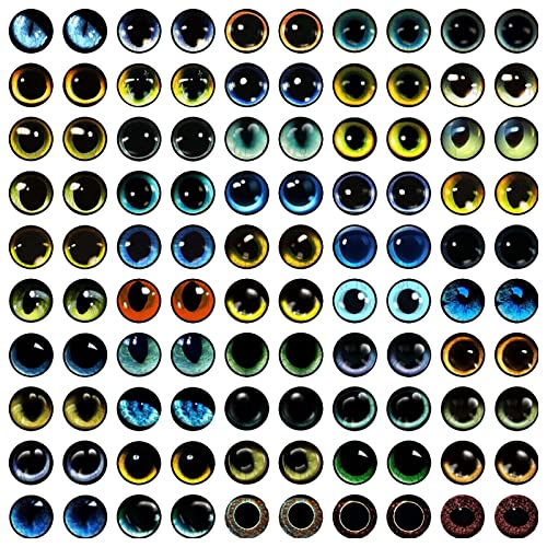 PandaHall 100 Stück Drachenaugen-Glascabochons, 12 mm Blauer Böser Blick Cabochons Handwerk Katze Eule Vogel Mensch Schüler Lucky Eye Cabochon Für Kunstrequisiten Fotokuppel Anhänger Tabletts von PH PandaHall