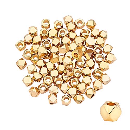 PH PandaHall 100pcs Würfel Abstandshalter Perlen, Messing Gold Ecklose Würfel Metall Perlen für Armband Halskette Schmuck Herstellung, 2.5mm von PH PandaHall