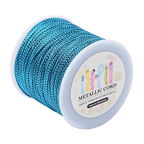 PandaHall 109 Yards Metallic Cord Lametta Rope Dodger Blue Plastic Braided Lametta Cord for Gift Wrapping Christmas Ornament Hanging Decoration von PandaHall