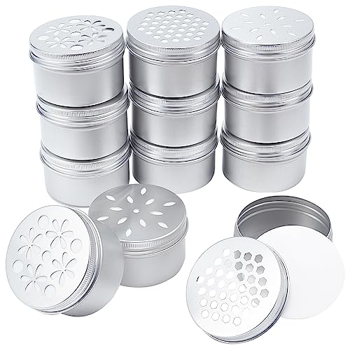 PandaHall 12 Stück Aluminiumdosen 3 Stil 4 Unzen Runde Leere Metalldosen Mit Hohlen Deckeln Nachfüllbare Gewürzbehälter Für Aromatherapie Lufterfrischer Kerzen Reiseaufbewahrung 7.1x4.25 cm von PH PandaHall