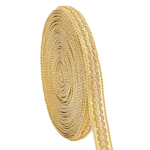 PandaHall 14m Golden Gimp Braid Trim 20 mm Gewelltes Spitzenband Dekoratives Stoffband Goldene Bastelborte Zum Nähen von Polstervorhängen Kostümen Heimdekoration von PH PandaHall