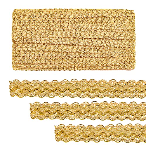 PandaHall 15 Yards Golden Spitzenband 15mm Braid Lace Trim Gewebtes Gold Paillettenband Filigrane Gimpenborte Für Vorhangpolster, Heimdekoration, Handwerk von PandaHall