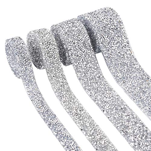 PandaHall 15 mm x 20 mm x 30 mm x 40 mm silberne Hotfix-Strass-Mesh-Wickelrolle für Hochzeit, Party, Geburtstag, Babyparty, Dekoration von PH PandaHall