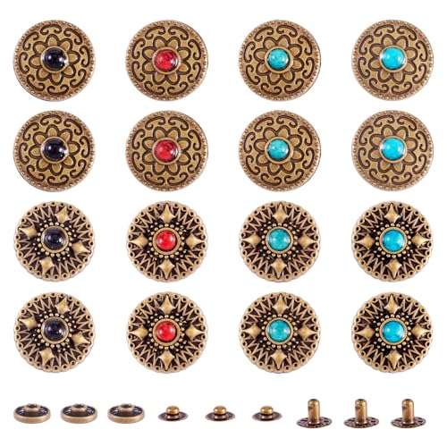 PandaHall 16 Sets Türkisfarbene Schnellnieten Druckknöpfe Antik Bronze Leder Knopf Dekorative Nieten für Geldbörse Handtasche Schuhe Leder Handwerk Kleidung Gürtel PandaHall 16 Sets Türkisfarbene Schnellnieten Druckknöpfe Antik Bronze Leder Knopf Dekorative Nieten für Geldbörse Handtasche Schuhe Leder Handwerk Kleidung Gürtel von PH PandaHall