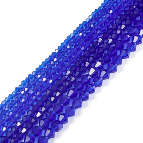 PandaHall 16 Stränge Kristall facettierte Glasperlen 2,5/3/4/6 mm blaue Doppelkegel lose Abstandshalter Perlen Bulk für DIY Handwerk Armbänder Halsketten Ohrringe Schmuckherstellung von PH PandaHall