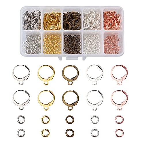 PandaHall 160 Stück Messing runde Hebel-Ohrringhaken – 5 Farben Huggie Hoop Leverback Ohrringe mit Sprungringen für DIY Schmuckherstellung von PH PandaHall