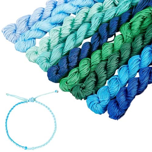 PH PandaHall 2 mm Blaue Nylon-Perlenschnur Chinesische Knotenschnur Geflochtene Armbandschnur Kumihimo-Makramee-Faden Schnur Für Winter Weihnachten Weihnachtsschmuck Schmuckherstellung 120m von PH PandaHall