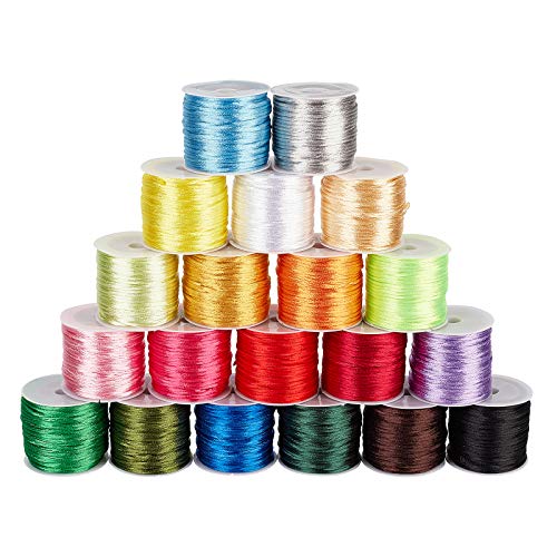 PandaHall 20 Farben 1.5 mm Rattail Satin Cord Nylon Trim Rattail Seide Perlen für Halskette Armband Perlen Kumihimo chinesischen Knoten von PandaHall