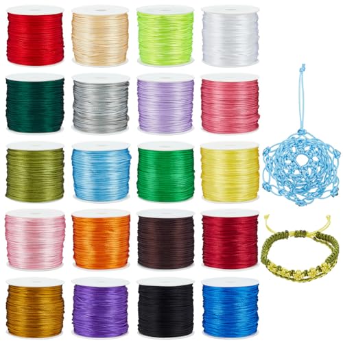 PandaHall 20 Farben 640 Yards 1mm Rattail Satin Nylon Zierschnur für Halskette Armband Perlen Kumihimo Chinese Knot von PH PandaHall