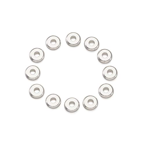 PandaHall 20 Stück flache runde Abstandshalter-Perlen aus Messing, 5 x 2 mm, silberfarbene Metall-Stopperperlen für Halsketten, Armbänder, Schmuckherstellung, Loch: 1 mm von PandaHall