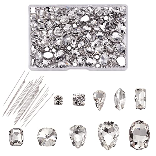 PandaHall 205pcs Glas Nähen auf Strass mit Nadeln Kristall Nähen auf Klaue Strass mit Loch für DIY Kleid Kleidung Schuhe Tasche Dekorationen von PH PandaHall