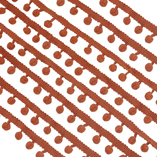 PandaHall 22 Yard Pom Poms Bälle Fransenbesatz, 24mm Trim Fransen Brown Nähband Crafts Pompoms Quaste Spitze Zum Nähen von Kissen Kleidung DIY Crafts Party Home Decoration, 8mm Kugeln von PH PandaHall