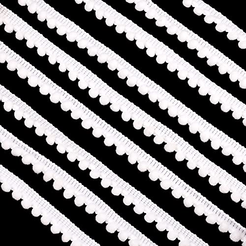 PandaHall 25 Yard Pom Poms Bälle Fransenbesatz, 1/2 Zoll (12 mm) Single Edge Ball Trim Fransen Weiß Nähband Crafts Pompoms Quaste Spitze Zum Nähen DIY Crafts Party Home Decoration von PH PandaHall