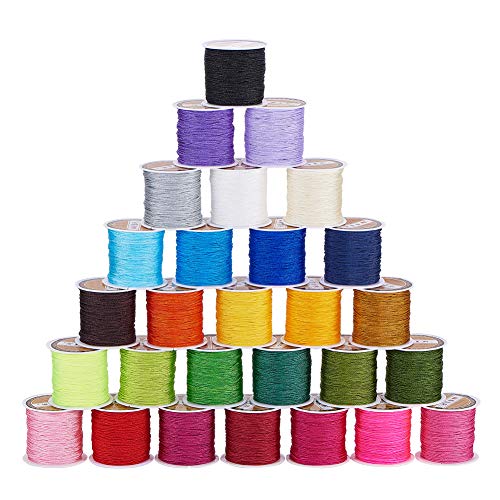 PandaHall 28 Farben 0.8mm Nylon Faden Armband String Chinesische Knotenschnur Hand Strickschnur String Perlen Faden Schmuck Schnur Trim für Macrame Freundschaft Armband Weihnachten, 980m total von PH PandaHall