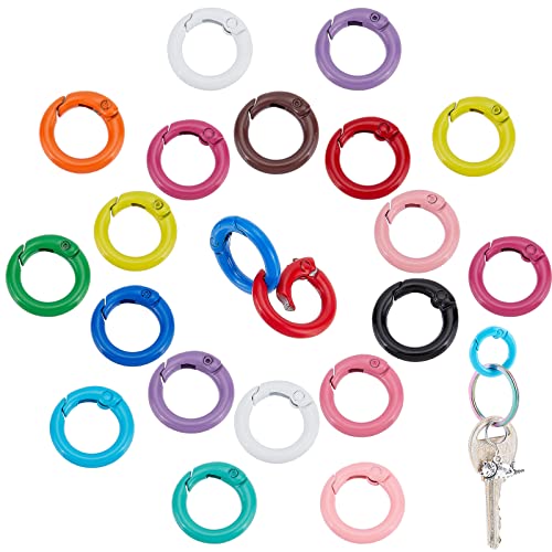 PandaHall 30 Stück 15 Farben Feder O Ringe 20 mm Federringverschluss O Ringe Runde Schlüsselanhänger Schlüsselanhänger Clips Karabinerhaken Haken Auslöser Feder Schlüsselanhänger Schnalle von PH PandaHall