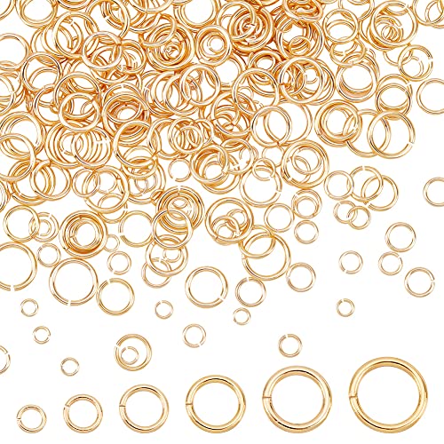 PandaHall 300 Stück 14K Vergoldete Biegeringe 6 Größe Offene Biegeringe Aus Messing Goldene Verbindungsringe Schmuckherstellungszubehör Für Halsketten Armbänder Schmuckreparatur Durchmesser: 3~8 mm von PandaHall