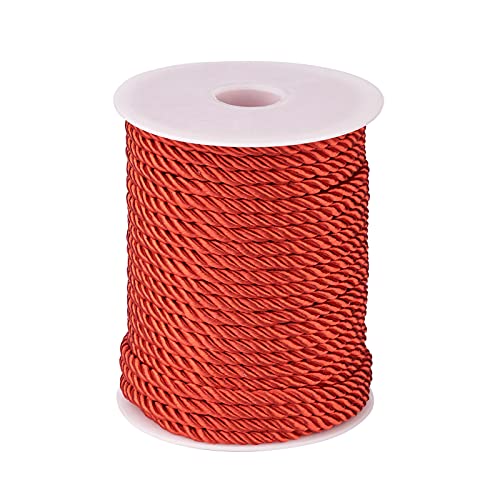 PandaHall 32 Yards 5 mm gedrehte Kordel rot 3-lagig Polyester Schnur verdrehtes Seil Trim Faden Schnur für Vorhang Raffhalter, Geschenktüten Seil Griffe, Handtaschen Griffe DIY Handwerk von PH PandaHall