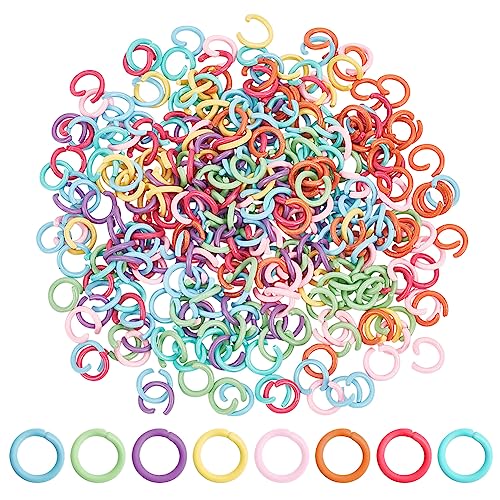 PandaHall 320 Stück Sprungringe 8mm Offene Biegeringe 8 Farben Kettenhemd-Ringe Farbige Schmuckverbindungsringe 18 Gauge Ungelötet O-Ring Für Armbänder Halsketten Kettenhalsband DIY-Bastelherstellung von PandaHall