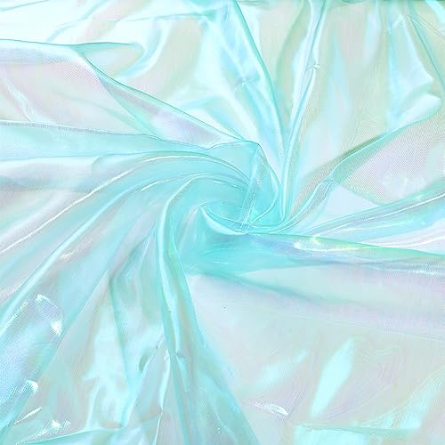 PH PandaHall 4m Karneval Cyan Schillernder Organzastoff Magisches Glänzendes Stoffband Schimmernder Organza-Spitzenstoff Für faschingskostüme Kleid Hochzeit Dekoration DIY-Handwerk 1.5 m Breit von PH PandaHall