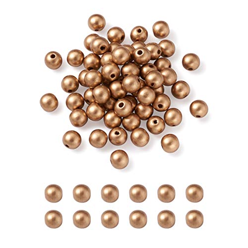 PandaHall 400 Stück 14 mm goldene bemalte Holzperlen natürliche große Löcher lose Abstandshalter Perlen für DIY Handwerk Schmuckherstellung Loch: 4 mm von PH PandaHall